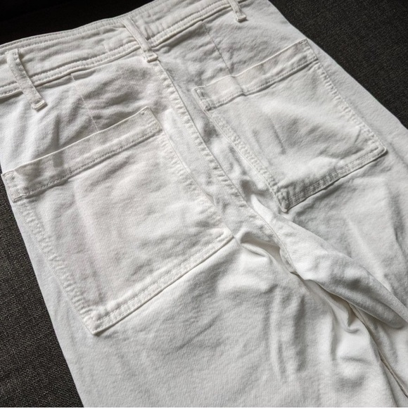 Zara The Marine Straight White Raw Hem Wide Leg High Waist Jeans - Picture 4 of 11